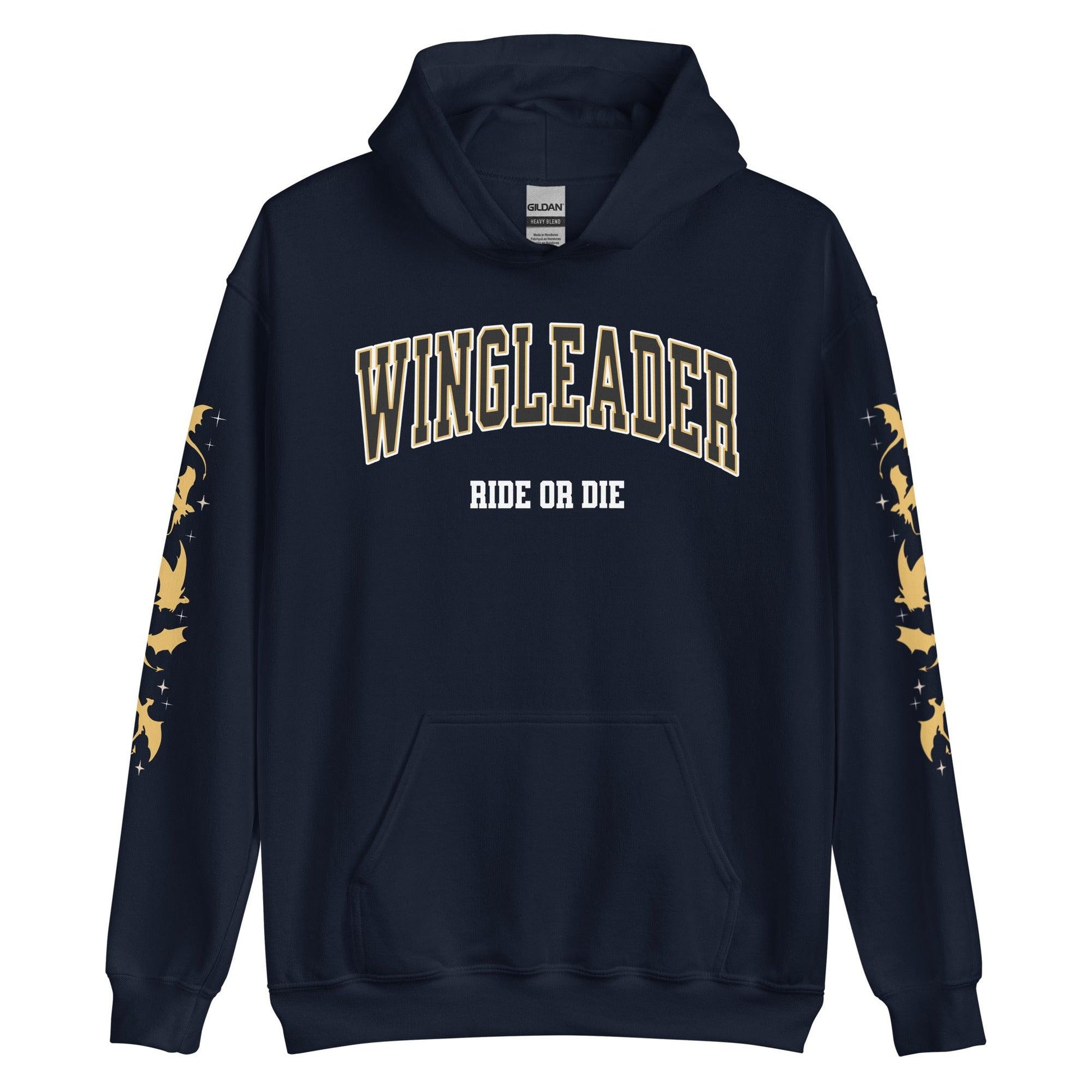 Wingleader Ride or Die Hoodie - The Bean Workshop - fourth wing, hooded sweatshirt, hoodie, iron flame, onyx storm, rebecca yarros