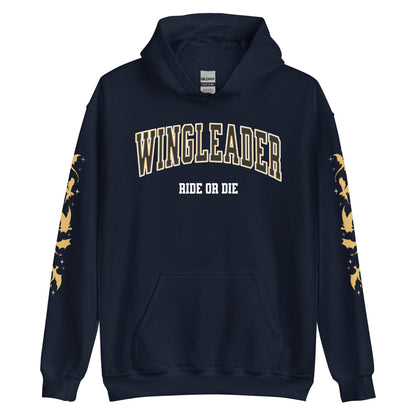 Wingleader Ride or Die Hoodie - The Bean Workshop - fourth wing, hooded sweatshirt, hoodie, iron flame, onyx storm, rebecca yarros