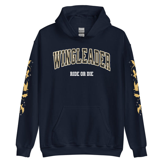 Wingleader Ride or Die Hoodie - The Bean Workshop - fourth wing, hooded sweatshirt, hoodie, iron flame, onyx storm, rebecca yarros