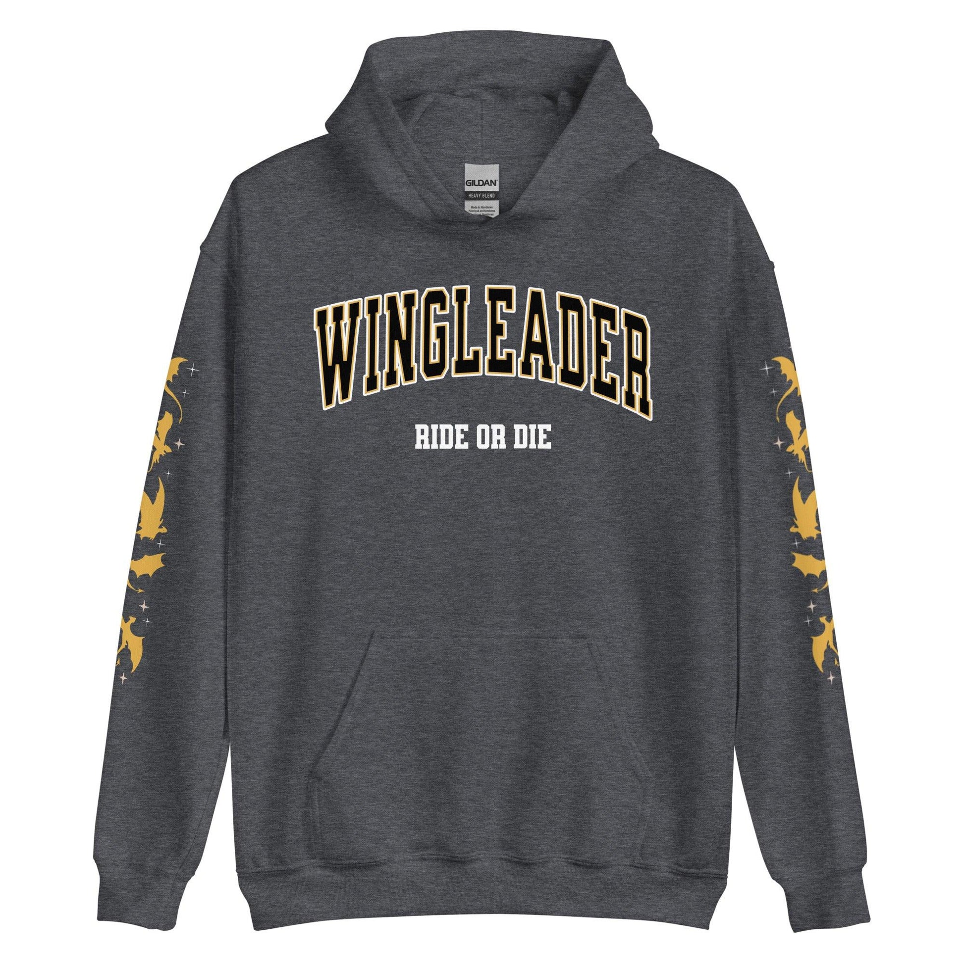 Wingleader Ride or Die Hoodie - The Bean Workshop - fourth wing, hooded sweatshirt, hoodie, iron flame, onyx storm, rebecca yarros