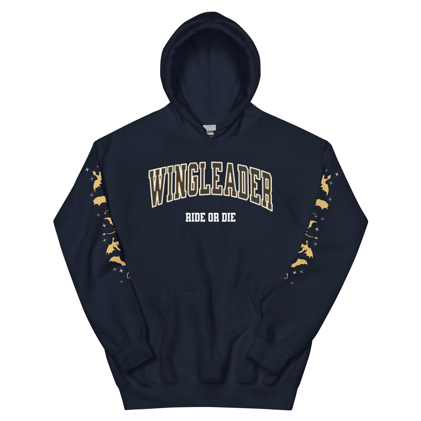 Wingleader Ride or Die Hoodie - The Bean Workshop - fourth wing, hooded sweatshirt, hoodie, iron flame, onyx storm, rebecca yarros