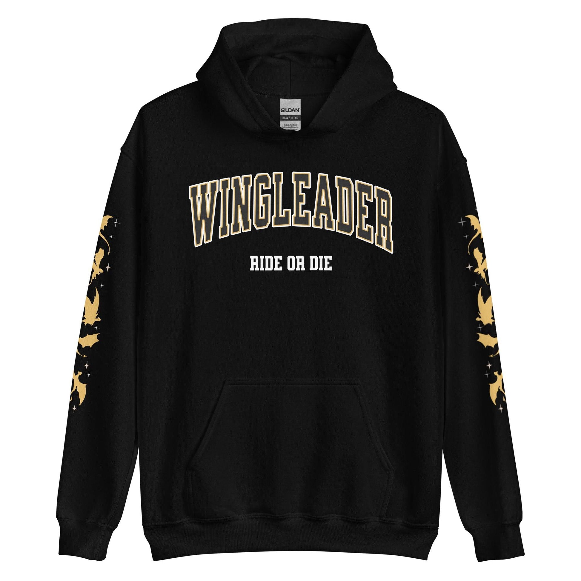 Wingleader Ride or Die Hoodie - The Bean Workshop - fourth wing, hooded sweatshirt, hoodie, iron flame, onyx storm, rebecca yarros