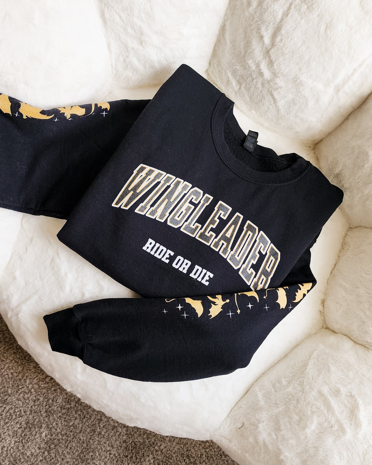Wingleader Ride or Die Sweatshirt - The Bean Workshop - fourth wing, iron flame, onyx storm, rebecca yarros, sweater, sweatshirt