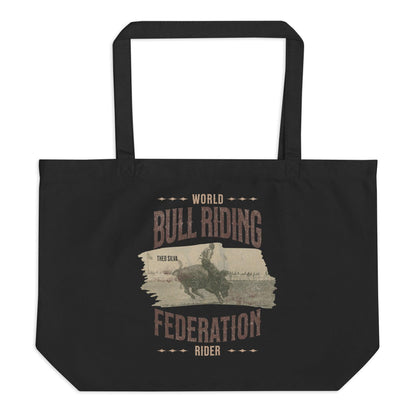 World Bull Riding Federation Rider Large Organic Cotton Twill Tote Bag - The Bean Workshop - Chestnut Springs, Elsie Silver, reading gift, Reckless, Theo Silva, tote bag, World Bull Riding Federation Rider