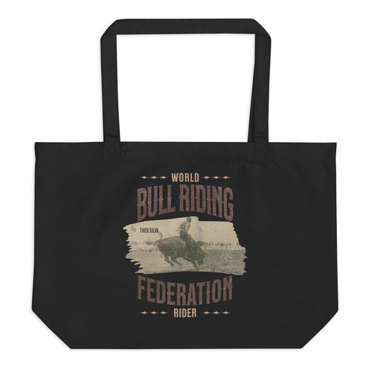 World Bull Riding Federation Rider Large Organic Cotton Twill Tote Bag - The Bean Workshop - Chestnut Springs, Elsie Silver, reading gift, Reckless, Theo Silva, tote bag, World Bull Riding Federation Rider