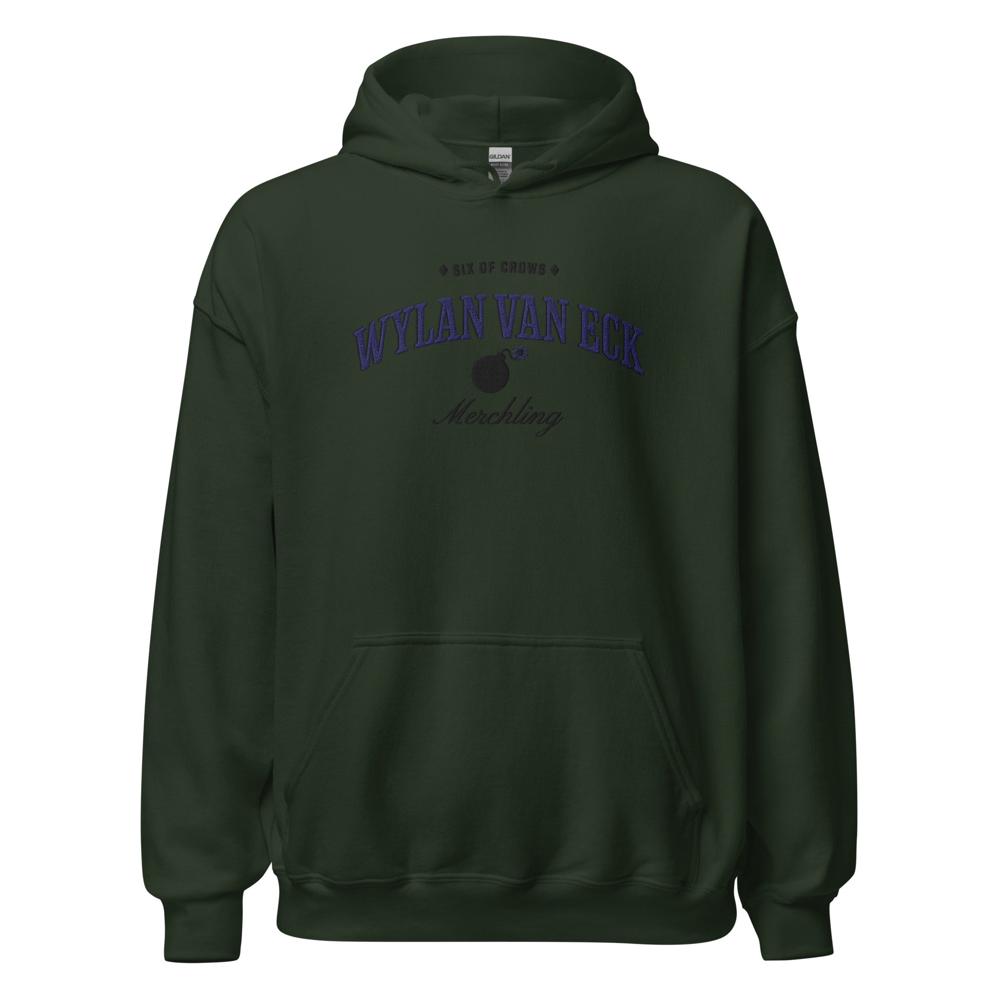 Wylan Van Eck Embroidered Hoodie - The Bean Workshop - Bookworm Hoodie, Demolitions Spark, Fantasy Character, Grishaverse gift, leigh bardugo, Leigh Bardugo bookish hoodie for readers, Literary Streetwear, Merchling fan merchandise, Minimalist Design, Six of Crows hooded sweatshirt, The Dregs apparel, Wesper, Wylan Van Eck embroidered hoodie