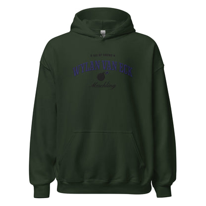 Wylan Van Eck Embroidered Hoodie - The Bean Workshop - Bookworm Hoodie, Demolitions Spark, Fantasy Character, Grishaverse gift, leigh bardugo, Leigh Bardugo bookish hoodie for readers, Literary Streetwear, Merchling fan merchandise, Minimalist Design, Six of Crows hooded sweatshirt, The Dregs apparel, Wesper, Wylan Van Eck embroidered hoodie