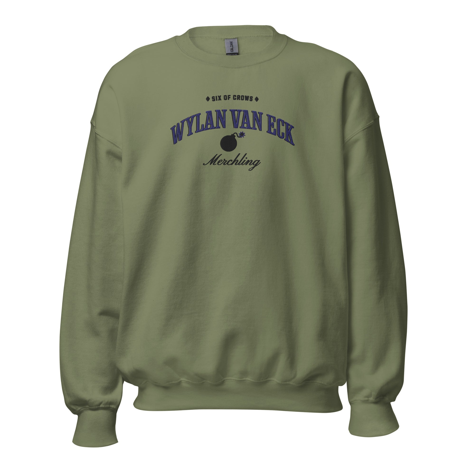 Wylan Van Eck Embroidered Sweatshirt - The Bean Workshop - Book Lover Gift, Bookish Sweatshirt, Character Apparel, Demolitions expert gift, Fantasy Character, Grishaverse, Ketterdam, Leigh Bardugo fan apparel for readers, LGBTQ Character, Six of Crows merchling merch, The Dregs, Wesper, Wylan Van Eck embroidered sweatshirt