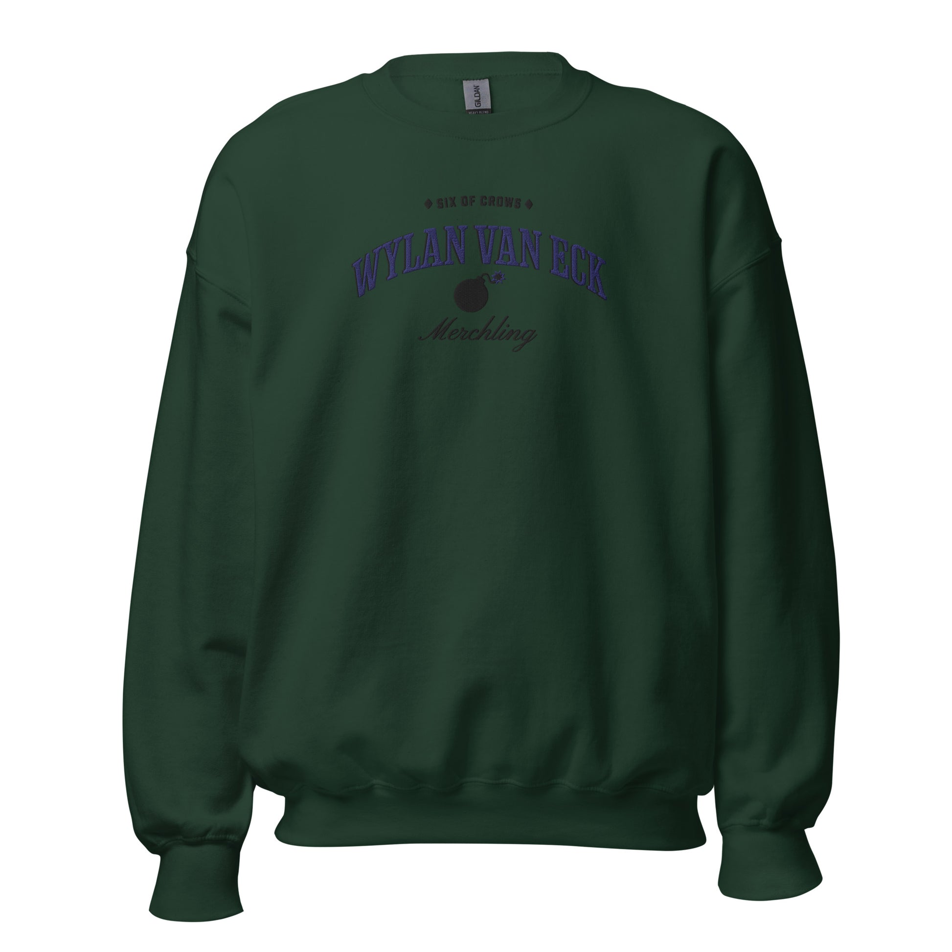Wylan Van Eck Embroidered Sweatshirt - The Bean Workshop - Book Lover Gift, Bookish Sweatshirt, Character Apparel, Demolitions expert gift, Fantasy Character, Grishaverse, Ketterdam, Leigh Bardugo fan apparel for readers, LGBTQ Character, Six of Crows merchling merch, The Dregs, Wesper, Wylan Van Eck embroidered sweatshirt