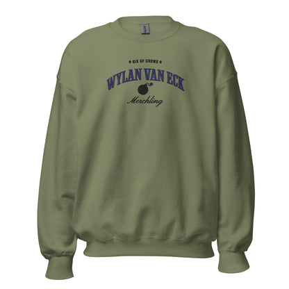 Wylan Van Eck Embroidered Sweatshirt - The Bean Workshop - Book Lover Gift, Bookish Sweatshirt, Character Apparel, Demolitions expert gift, Fantasy Character, Grishaverse, Ketterdam, Leigh Bardugo fan apparel for readers, LGBTQ Character, Six of Crows merchling merch, The Dregs, Wesper, Wylan Van Eck embroidered sweatshirt