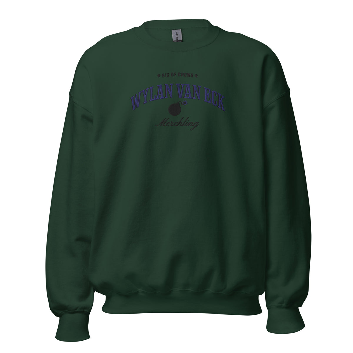Wylan Van Eck Embroidered Sweatshirt - The Bean Workshop - Book Lover Gift, Bookish Sweatshirt, Character Apparel, Demolitions expert gift, Fantasy Character, Grishaverse, Ketterdam, Leigh Bardugo fan apparel for readers, LGBTQ Character, Six of Crows merchling merch, The Dregs, Wesper, Wylan Van Eck embroidered sweatshirt