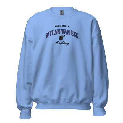 Wylan Van Eck Embroidered Sweatshirt - The Bean Workshop - Book Lover Gift, Bookish Sweatshirt, Character Apparel, Demolitions expert gift, Fantasy Character, Grishaverse, Ketterdam, Leigh Bardugo fan apparel for readers, LGBTQ Character, Six of Crows merchling merch, The Dregs, Wesper, Wylan Van Eck embroidered sweatshirt