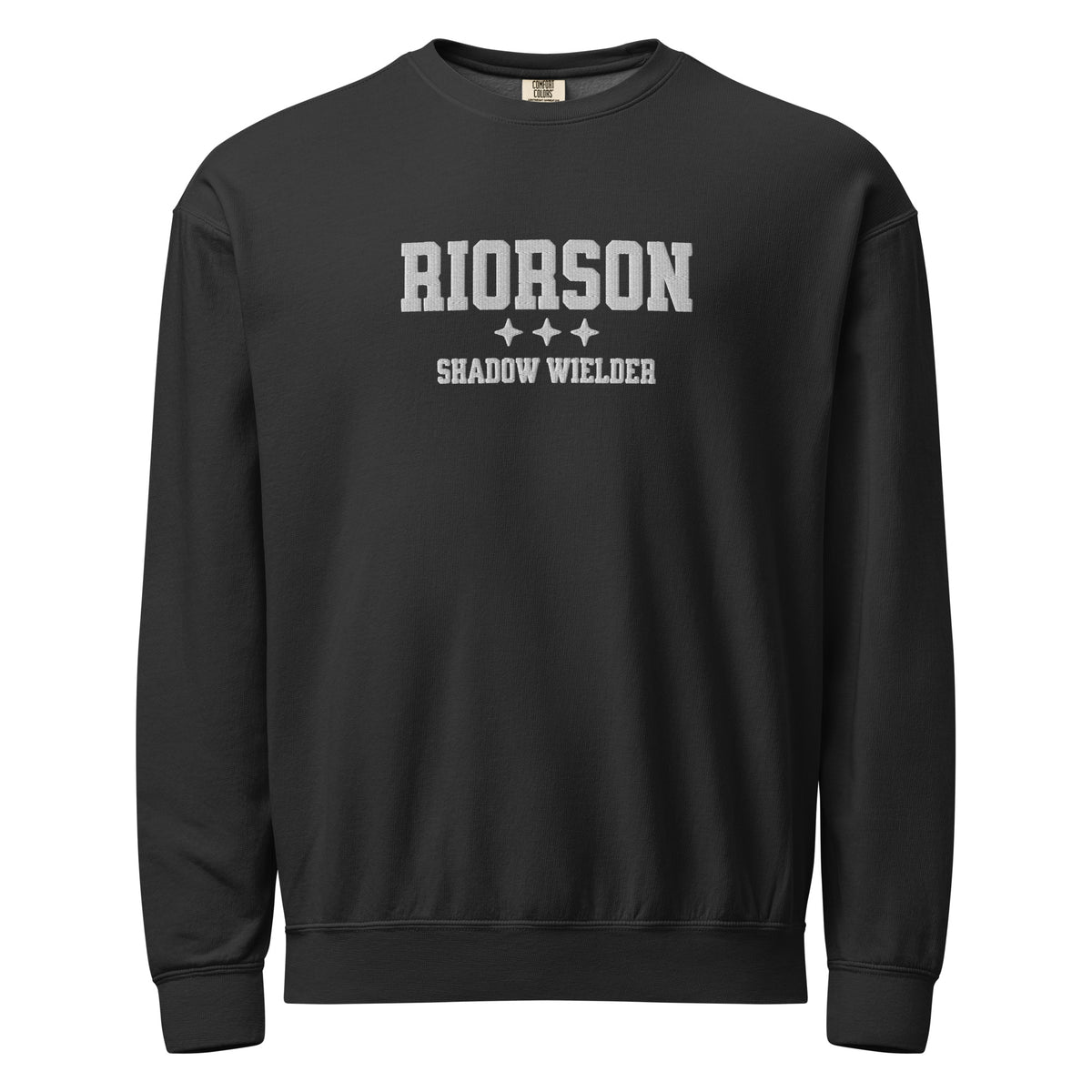Xaden Riorson Embroidered Fleece Crewneck Sweatshirt - The Bean Workshop - Basgiath, Book Boyfriend, Booktok, Cozy Reader, Embroidered Bookish Sweatshirt, Fantasy Apparel, Fourth Wing Merch, Iron Flame, Premium, Riorson Shadow Wielder Fleece Sweatshirt, Romantasy, White Embroidery, Xaden Riorson Gift
