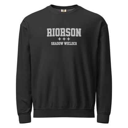 Xaden Riorson Embroidered Fleece Crewneck Sweatshirt - The Bean Workshop - Basgiath, Book Boyfriend, Booktok, Cozy Reader, Embroidered Bookish Sweatshirt, Fantasy Apparel, Fourth Wing Merch, Iron Flame, Premium, Riorson Shadow Wielder Fleece Sweatshirt, Romantasy, White Embroidery, Xaden Riorson Gift
