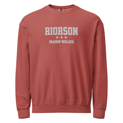 Xaden Riorson Embroidered Fleece Crewneck Sweatshirt - The Bean Workshop - Basgiath, Book Boyfriend, Booktok, Cozy Reader, Embroidered Bookish Sweatshirt, Fantasy Apparel, Fourth Wing Merch, Iron Flame, Premium, Riorson Shadow Wielder Fleece Sweatshirt, Romantasy, White Embroidery, Xaden Riorson Gift