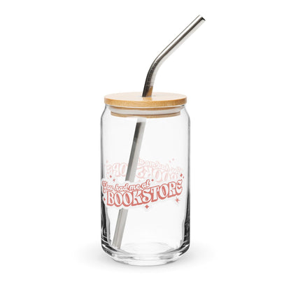 You Had Me At Bookstore Can-Shaped Glass Mug - The Bean Workshop - Bookish Accesories, Can-shaped glass, Glass, Glass mug, read everyday, valentine, Valentine's Day Picks, You had me at Bookstore