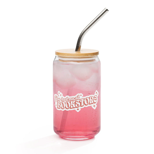 You Had Me At Bookstore Can-Shaped Glass Mug - The Bean Workshop - Bookish Accesories, Can-shaped glass, Glass, Glass mug, read everyday, valentine, Valentine's Day Picks, You had me at Bookstore