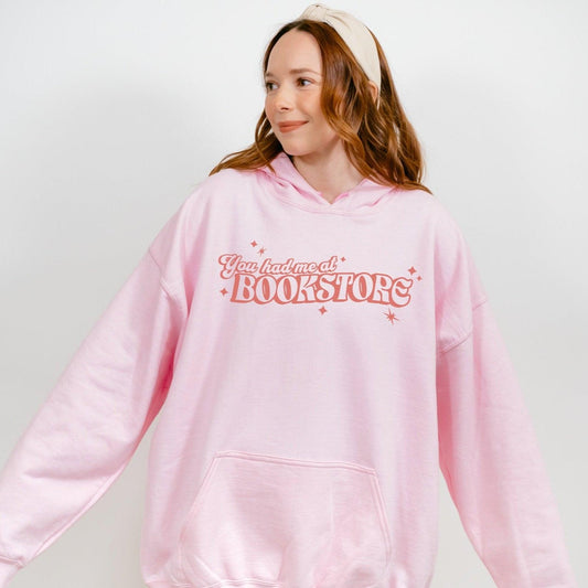 You Had Me At Bookstore Hoodie - The Bean Workshop - Bookish Apparel, Bookworm Fashion, hoodie, read everyday, valentine, Valentine's Day Picks, You had me at Bookstore