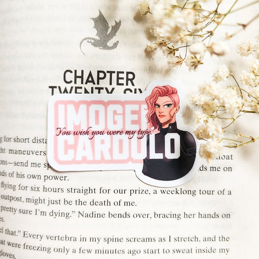 You Wish You Were My Type Imogen Cardulo Sticker - The Bean Workshop - fourth wing, Fourth Wing Merch, IMOGEN CARDULO, rebecca yarros, sticker, violet sorrengail, xaden riorson